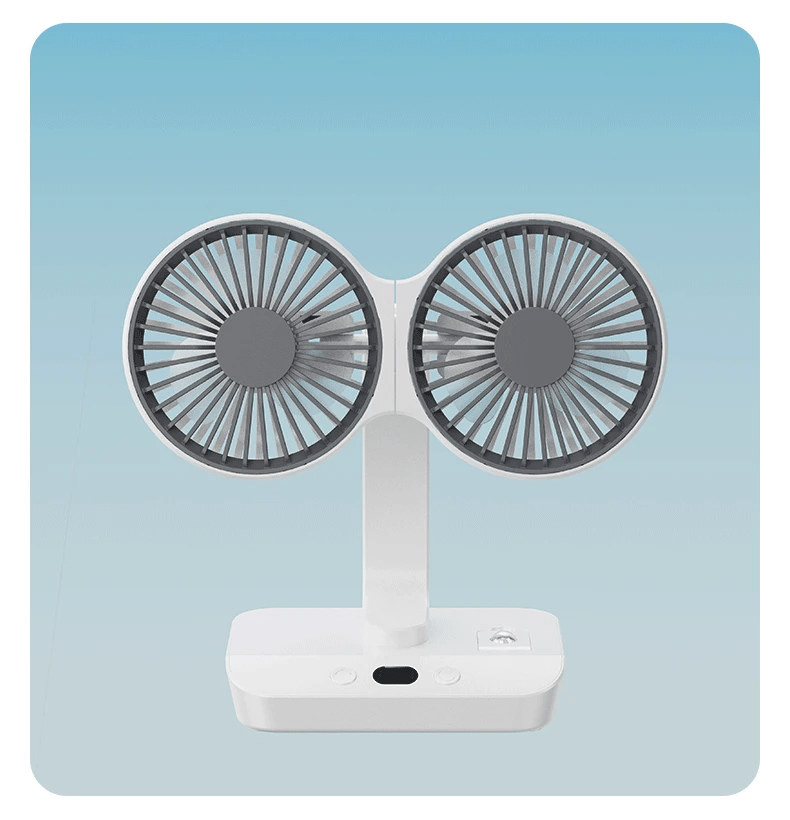 BowLift | Adjustable Double-Head Portable Table Fan Night Lamp