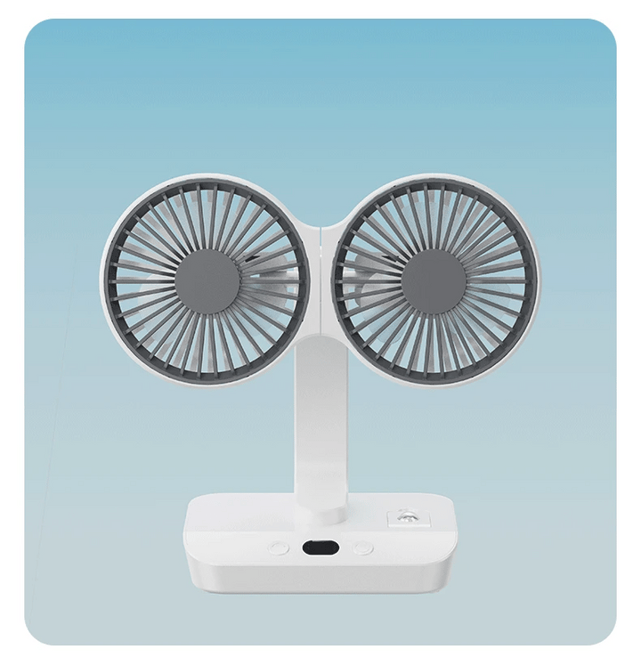 Adjustable Double-Head Portable Table Fan Night Lamp | Bowlift
