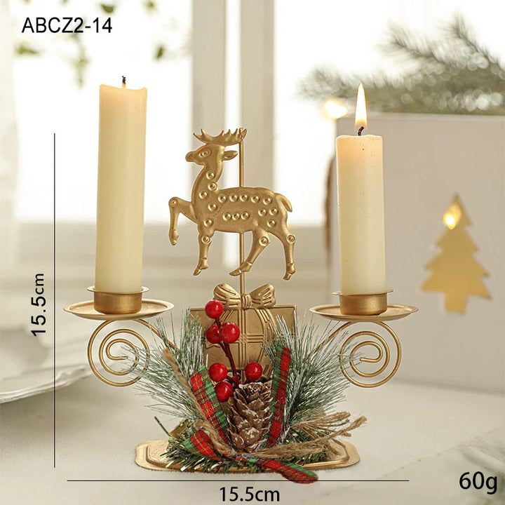 BowLift | Candle Holder LumiNoel | Golden Christmas Candle Holder Made of Iron | Snowflake, Star, Tree & Reindeer | Table Decoration for Christmas & New Year
