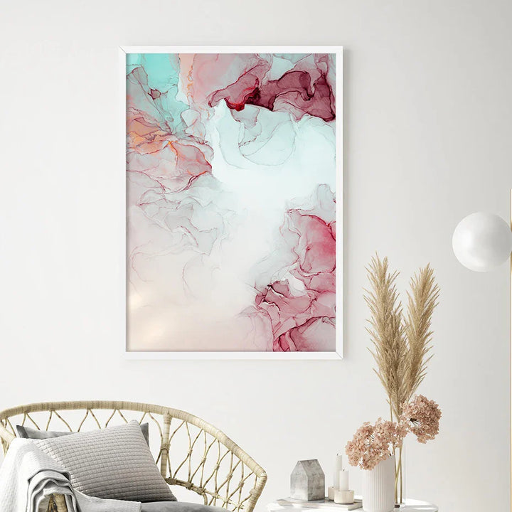 Abstract Minimalist Pink Ink Marble Print Wall Art Fine Art Canvas Prints Pictures For Living Room Bedroom Hotel Room Art Decor | Bowlift