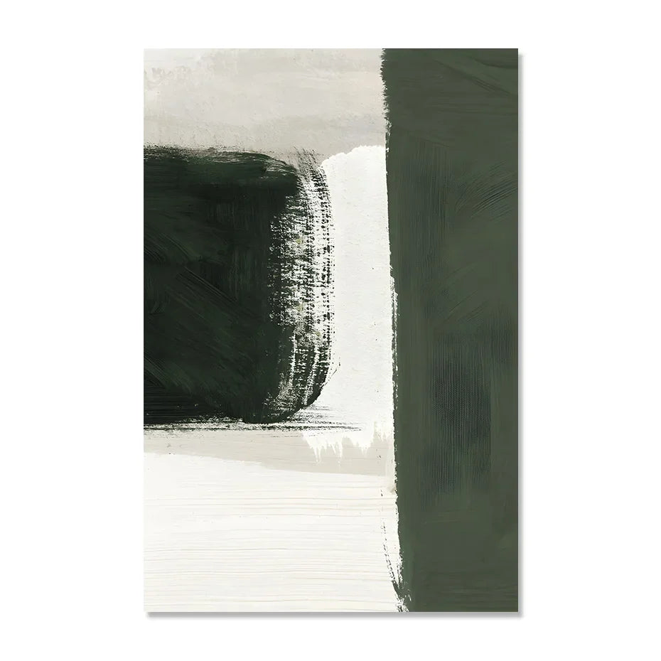 Modern Abstract Green Beige White Brushstroke Canvas Prints Nordic Wall Artwork For Contemporary Living Room Home Decor Artwork | Bowlift