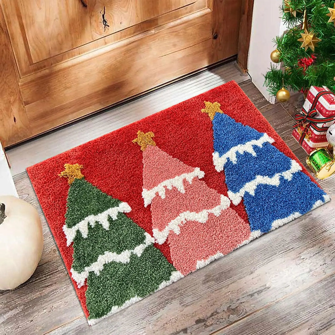 BowLift | Winter love | Christmas doormat | Santa & Gingerbread man | Red | For indoor & outdoor | Non-slip & washable