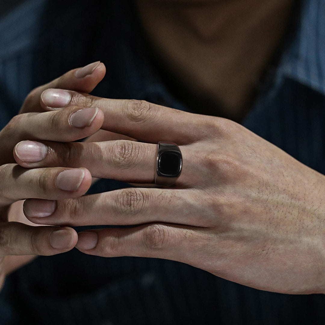 BowLift | Black Storm Stone Stainless Steel Ring