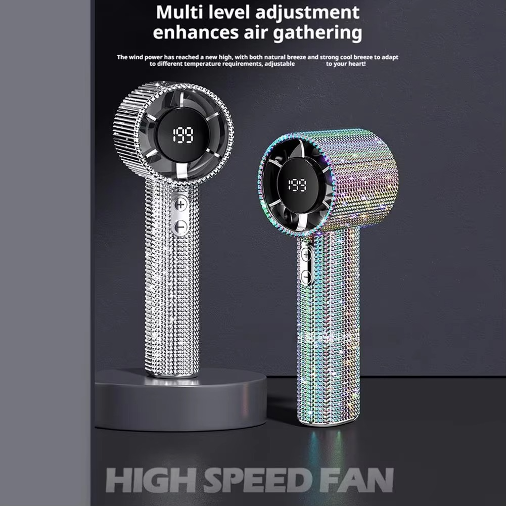 BowLift | Diamond-Embellished Portable Fan with 199 Speed Settings and Type-C Recharge