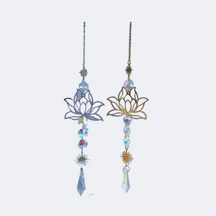 BowLift | Solunara Crystal Wind Chime | Handmade Lotus Suncatcher | Glass & Metal | For Garden, Window & Balcony