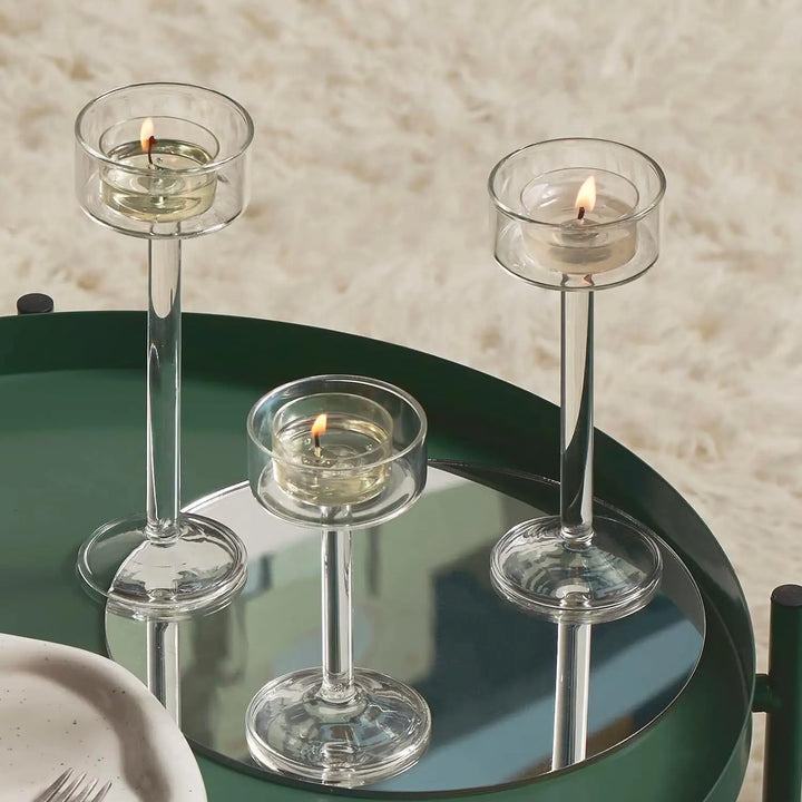 3-Piece Tealight Glass Candle Holder Set | Bowlift