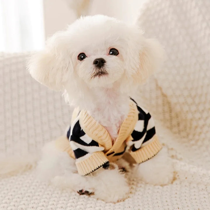Dog cardigan made of knit warm and striped Bowlift