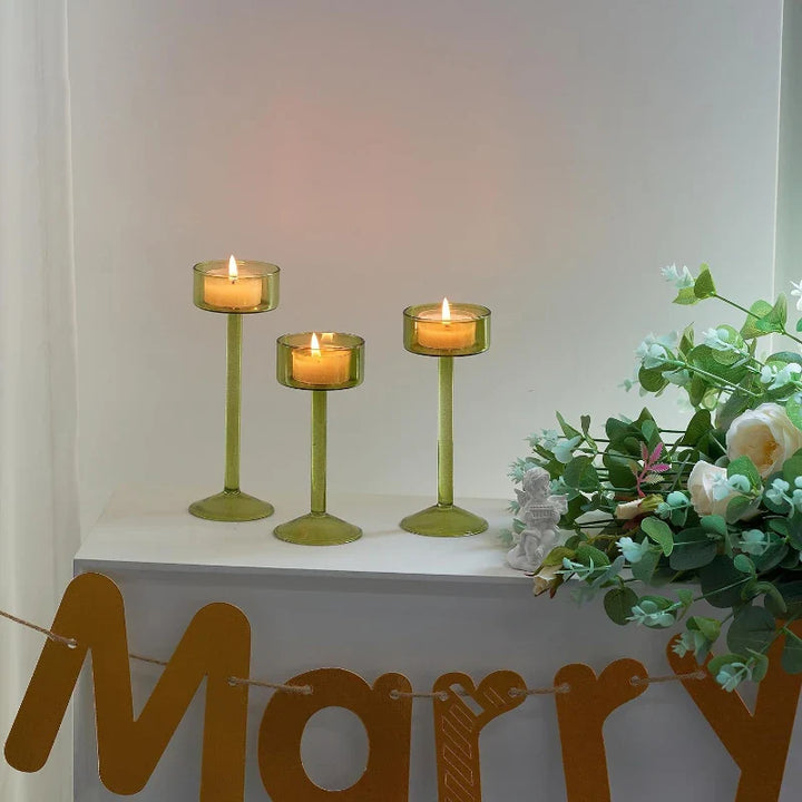 3-Piece Tealight Glass Candle Holder Set | Bowlift