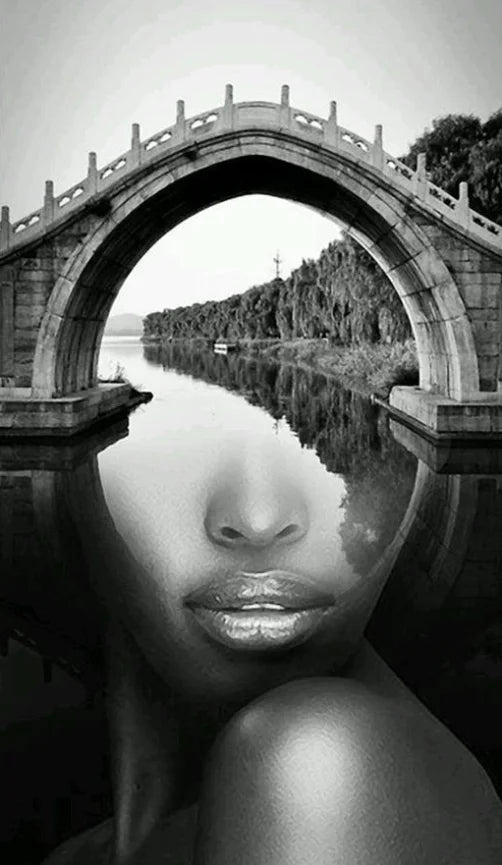 Modern Abstract Portrait Superimposition Landscape Wall Art Fine Art Canvas Prints Black White Pictures For Modern Living Room Entranceway Foyer Art Decor (Unframed) | Bowlift