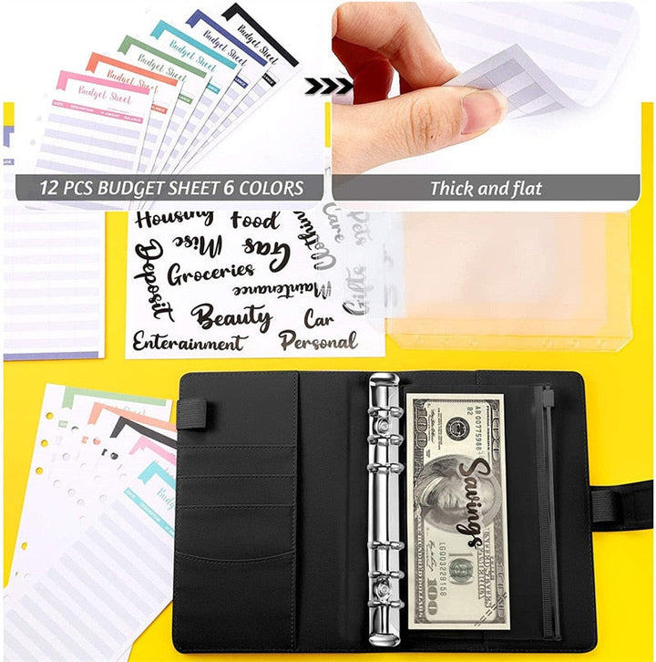 BowLift | Financial Planner Leather Multi Pocket Bill Organizer Notebook