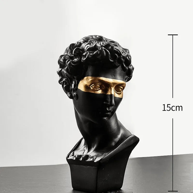 BowLift | Statues for decoration, 15 cm, David, coffee table, home decoration, ornaments, bust of a room made of plaster, white resin, decorative art sculpture