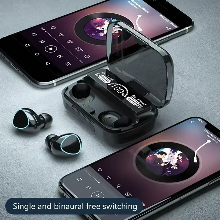 BowLift | TWS Bluetooth Wireless Earbuds with LED Display, HiFi Stereo Sound, Waterproof Gaming Headset