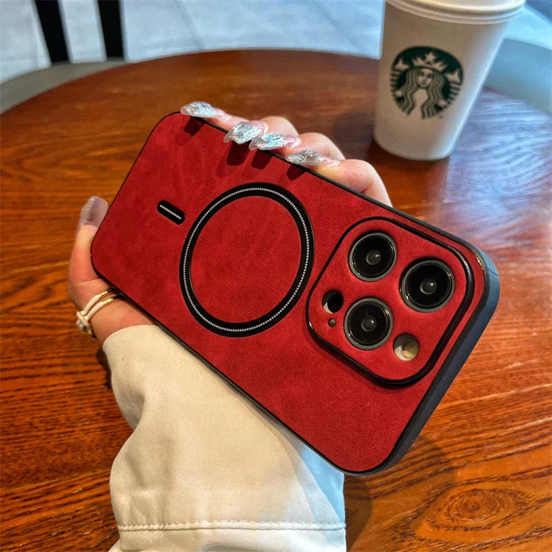 BowLift | Luxury Deer Leather Apple iPhone Case | Magnetic Phone Case, Wireless Case, MagSafe, Wireless Charging, Protective Case, Cover for iPhone 15, 14, 13 Pro Max Plus