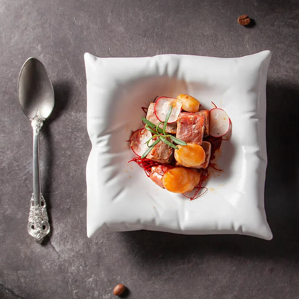 BowLift | Ceramic Artistic Pillow Shape Food Plate