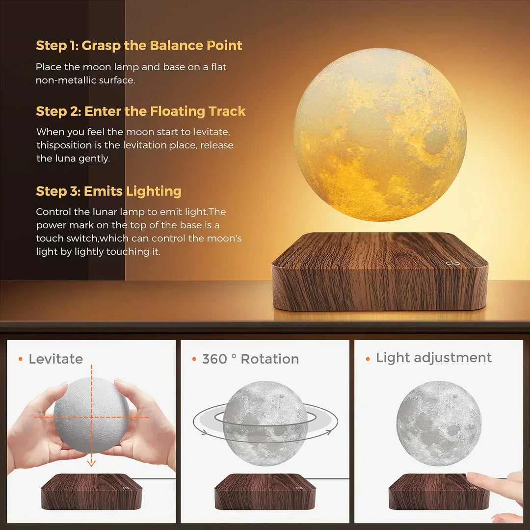 BowLift | Floating Magnetic Moon Lamp with 3D Print and LED Lighting