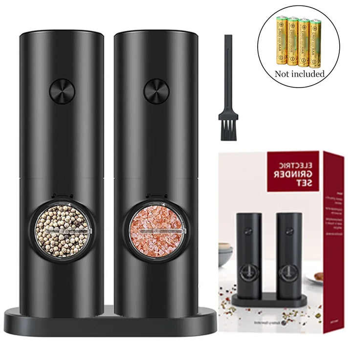 BowLift | 2 Pieces Electric Salt and Pepper Mill with Adjustable Grinding Degree, Refillable Mill, Battery-Powered Kitchen Gadget