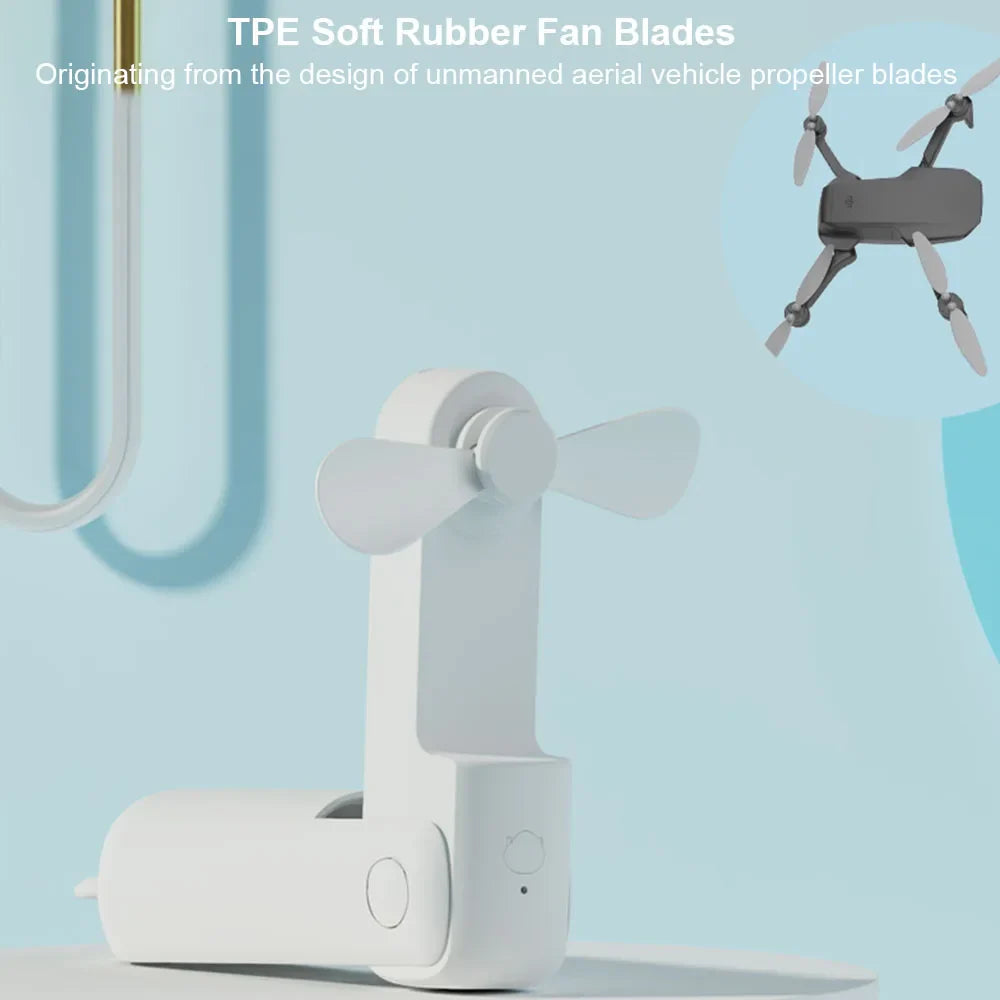 Portable Mini Handheld USB Fan – Rechargeable Folding Pocket Fan with Battery, Cooling Hand Fan and Power Bank Function | Bowlift