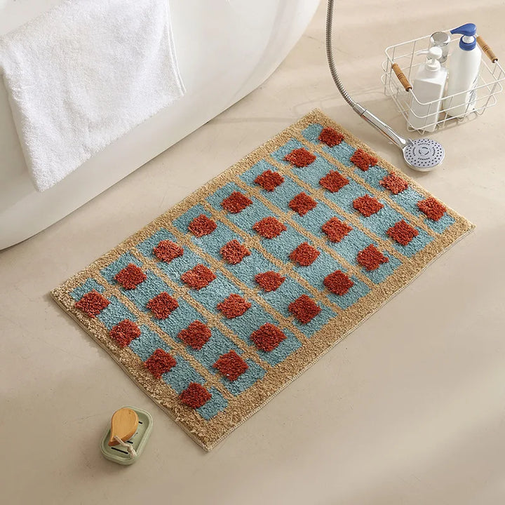 Abstract Grid Tufted Bath Mat | Bowlift
