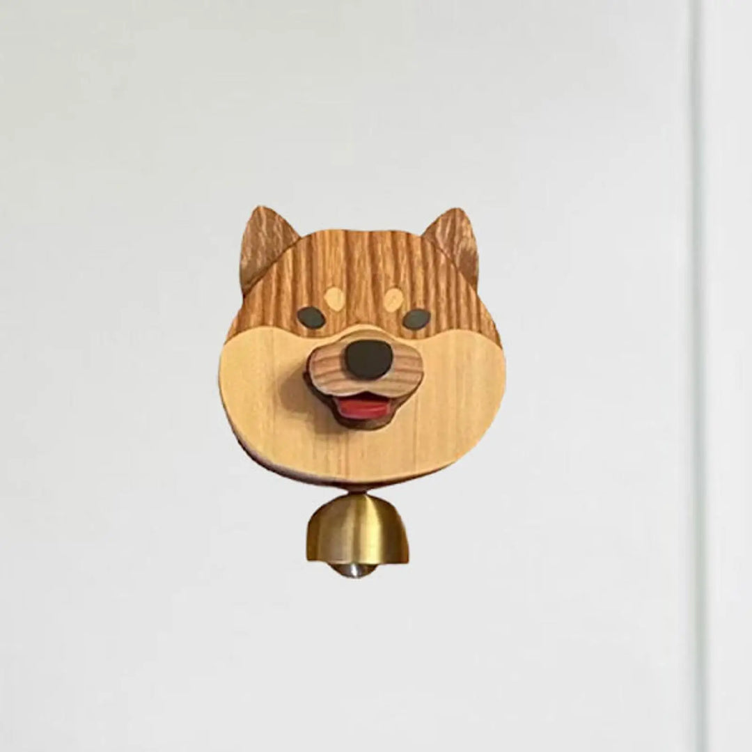 BowLift | Playful Shiba Dog Face Wooden Doorbell