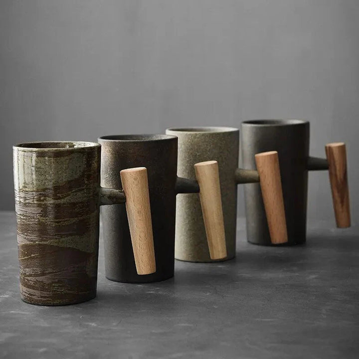 BowLift | Nordic Design Mug – Minimalist Ceramic Mug with Wooden Handle