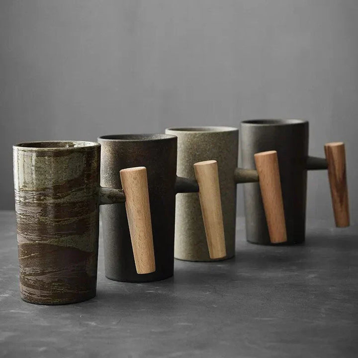 BowLift | ScandiSip Ceramic Mug – Minimalistic Scandinavian Design with Wooden Handle