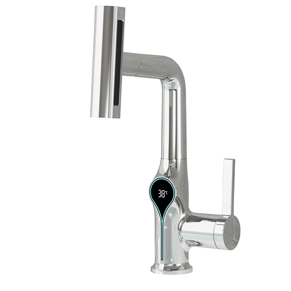 BowLift | Faucet with Waterfall Jet Temperature Display and Adjustable Sprayer