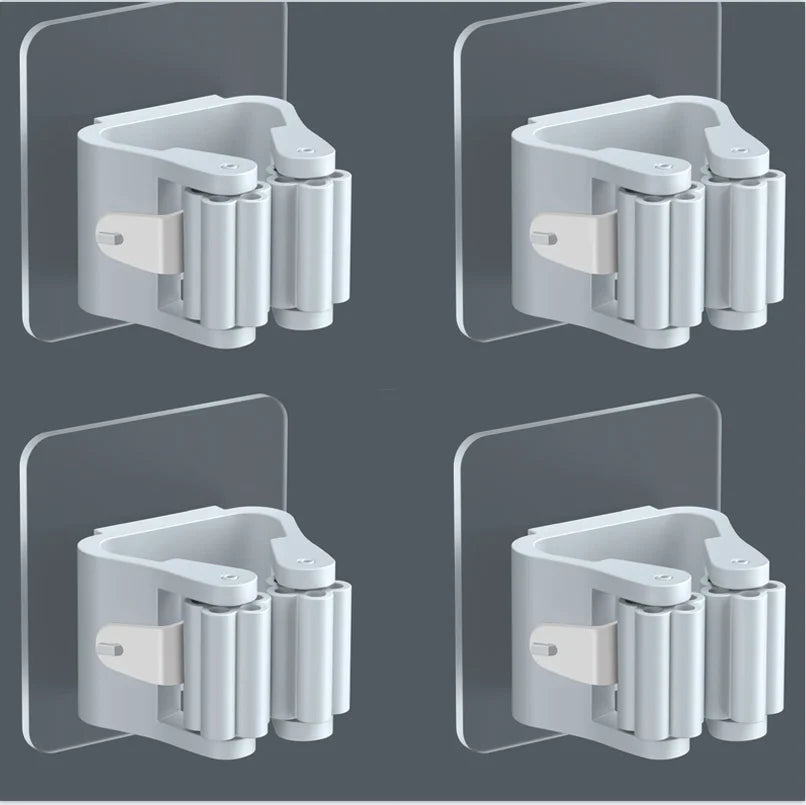BowLift | Mop holder FixoGrip | Self-adhesive & Waterproof | Wall mount without drilling | Set of 4