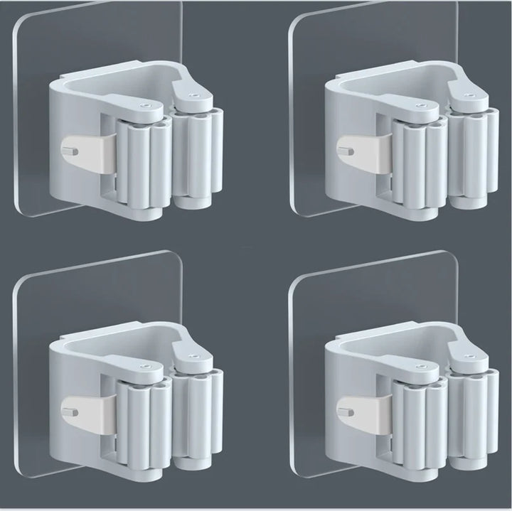 BowLift | Mop holder FixoGrip | Self-adhesive & Waterproof | Wall mount without drilling | Set of 4