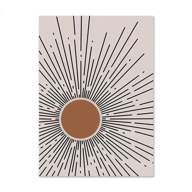 Terracotta Moon Abstract Bohemian Botanical Still Life Wall Art Fine Art Canvas Prints Gallery Wall Pictures For Modern Living Room Dining Room Art Decor | Bowlift