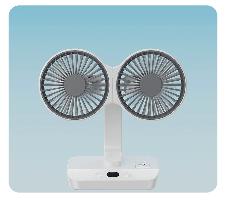 Adjustable Double-Head Portable Table Fan Night Lamp | Bowlift