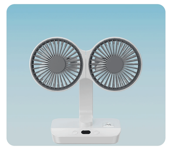 Adjustable Double-Head Portable Table Fan Night Lamp | Bowlift