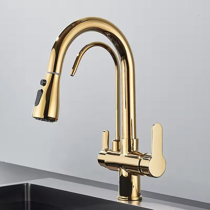 Matte Black Filter Faucet for the Kitchen, Pull-Out Spray, 360° Rotation, Three-Way Water Filter Tap, Sink Mixer | Bowlift