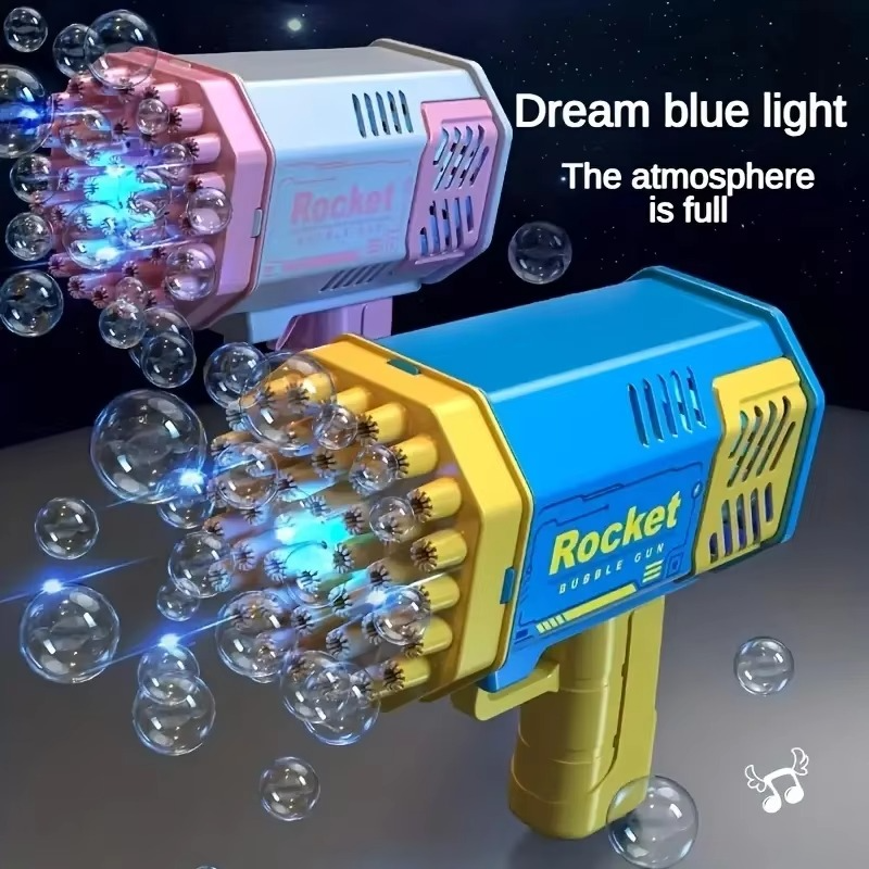 BowLift | Bubble Handheld Bubble Machine - 40-Hole LED Bubble Gun Set for Kids & Adults