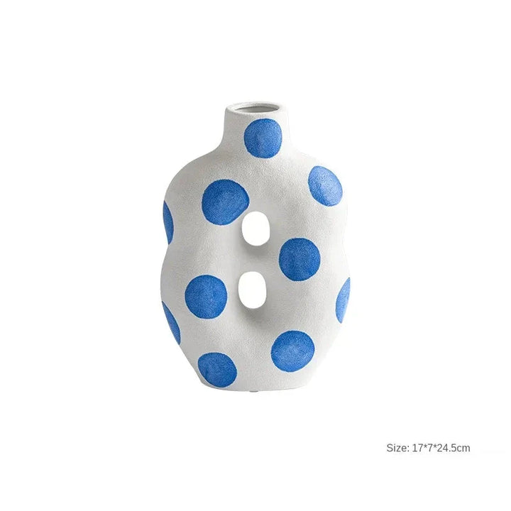 Blue Polka Dot Wonky Vase | Bowlift