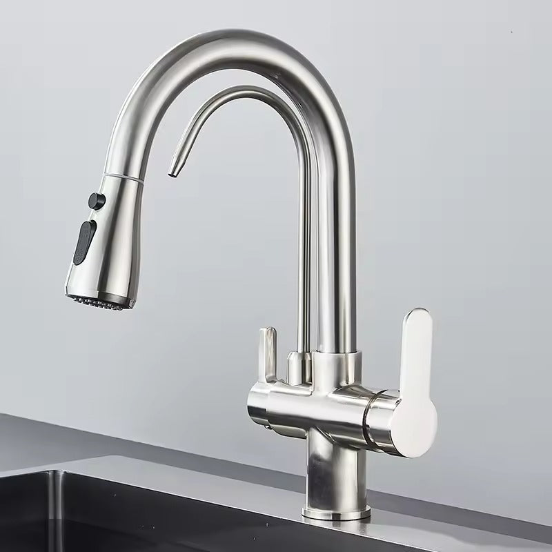 Matte Black Filter Faucet for the Kitchen, Pull-Out Spray, 360° Rotation, Three-Way Water Filter Tap, Sink Mixer | Bowlift