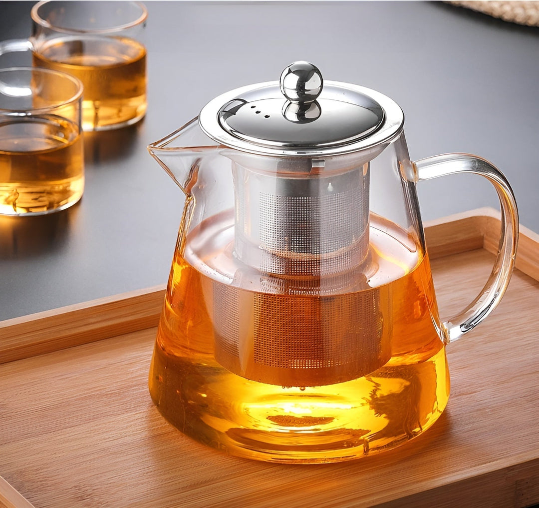 BowLift | Teekanne Claritéa | Borosilicate glass | With stainless steel filter & wooden lid | Heat resistant & dishwasher safe