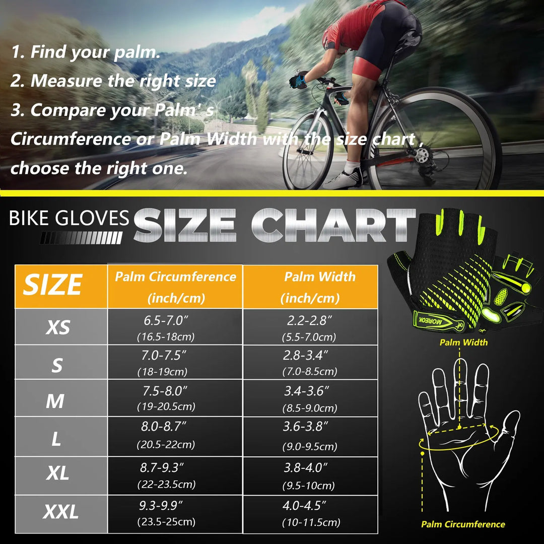 BowLift | RideEase Half Finger Cycling Gloves – Shock Absorbing, Breathable & Anti-Slip Gloves