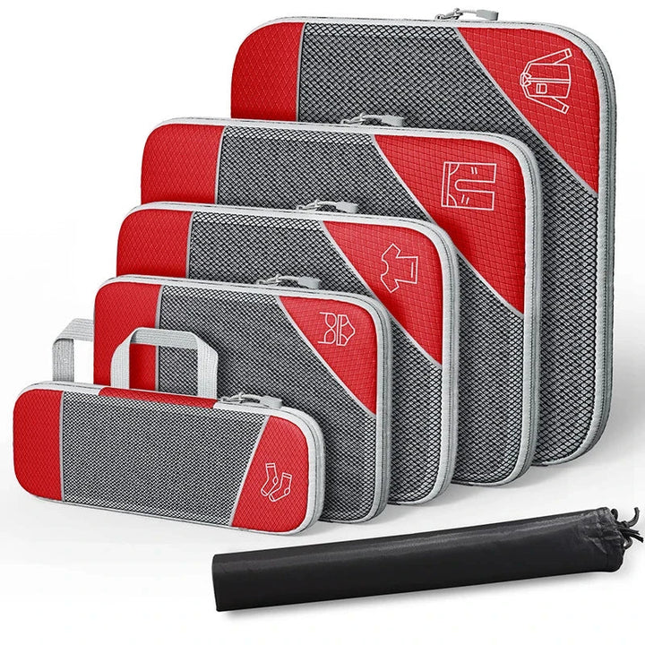 BowLift | PackEase Travel Organizer Set | 6-piece | Compressible Suitcase Bags | Waterproof & Space Saving