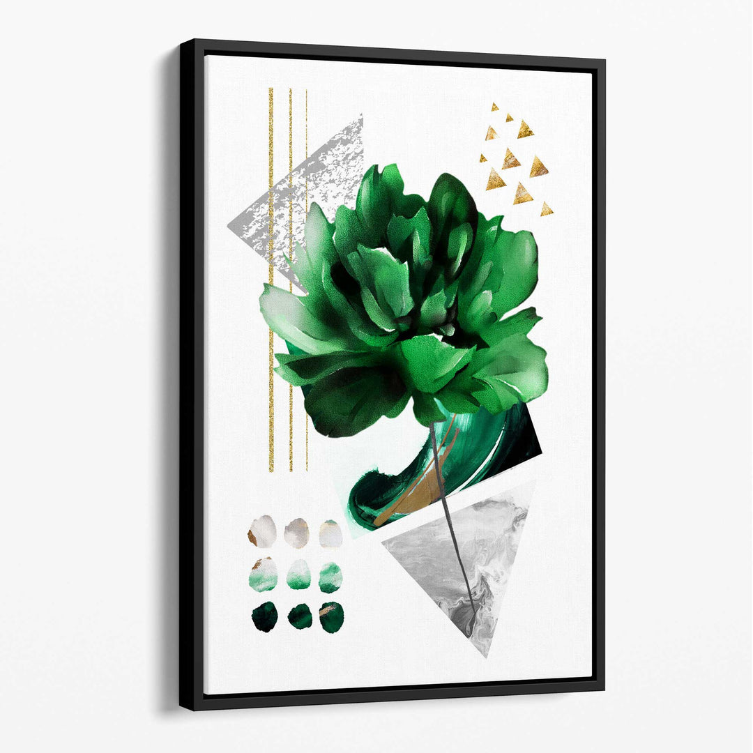 Abstract Green Gold Botanical Canvas No. 3 | Bowlift