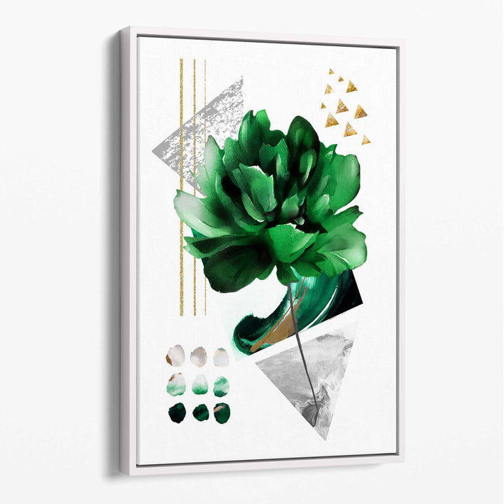 Abstract Green Gold Botanical Canvas No. 3 | Bowlift
