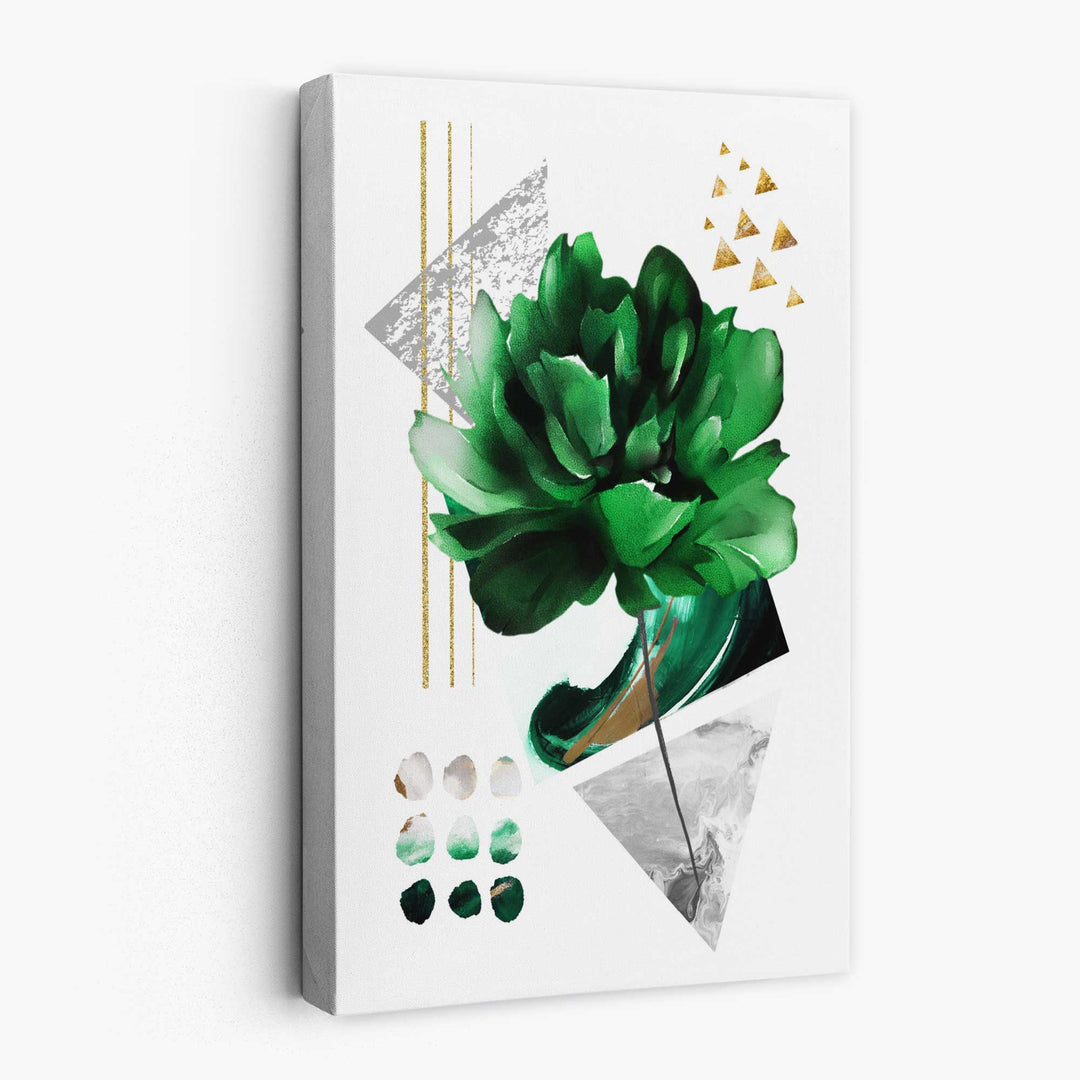 Abstract Green Gold Botanical Canvas No. 3 | Bowlift