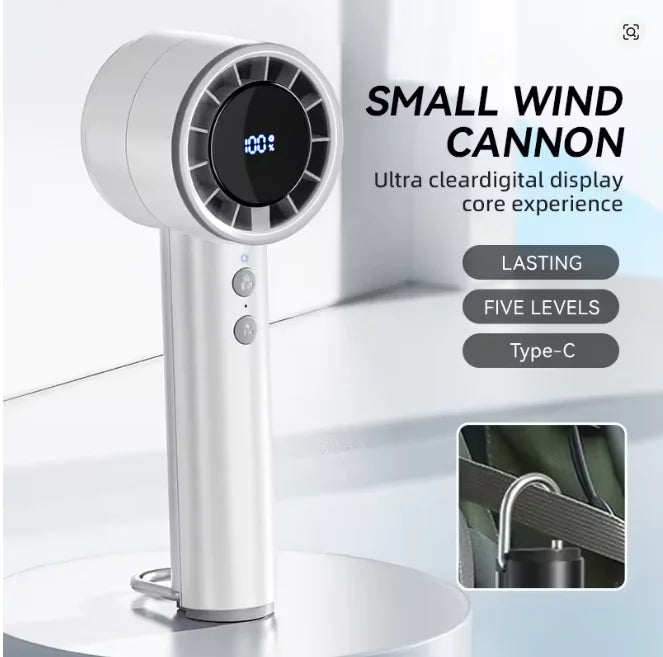 Silent High-Speed USB Handheld Fan – Portable Small Fan with LED Display, High Wind Power, and Cooling Air Conditioner Function | Bowlift