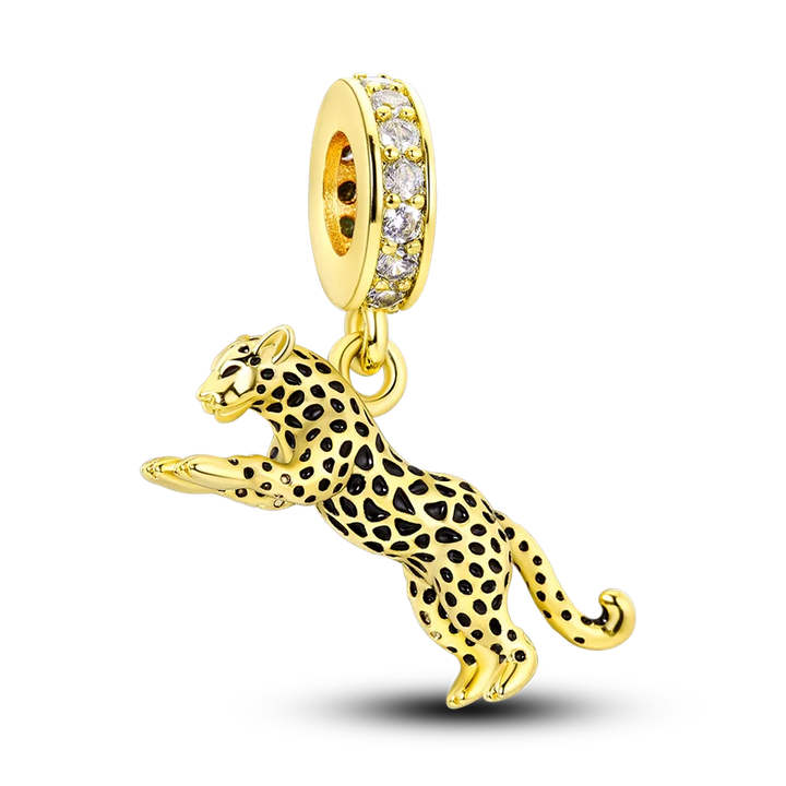 BowLift | 925 Silver Golden Leopard Charms Beads Colorful Chameleon Rhinoceros Lion Scarab Cat Pendant Compatible with Original Pandora Bracelet Jewelry