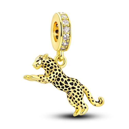 BowLift | 925 Silver Golden Leopard Charms Beads Colorful Chameleon Rhinoceros Lion Scarab Cat Pendant Compatible with Original Pandora Bracelet Jewelry