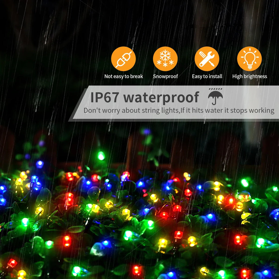 BowLift | LuminaraX | LED string lights outdoor 24V | 8 lighting modes | Waterproof IP65 | 10–100 m | For garden, home & Christmas decoration