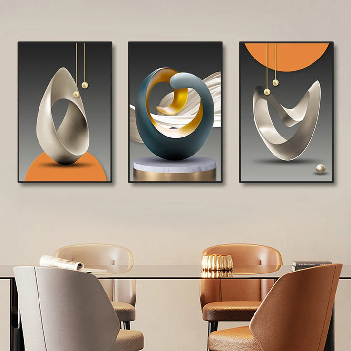 Set of 3Pcs Modern Aesthetics Abstract Still Life Wall Art Fine Art Canvas Prints Pictures For Luxury Loft Apartment Living Room Dining Room Art Decor | Bowlift