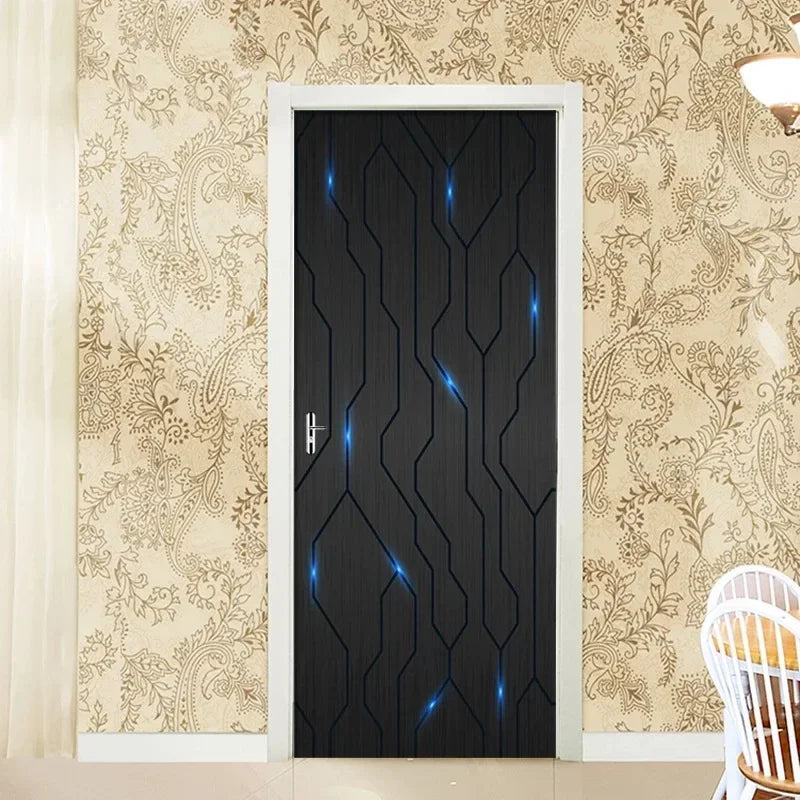 Modern Abstract Pearl Geometric Door Sticker Mural Removable PVC Vinyl Peel N Stick Wall Art Mural Decal For Interior Doors Creative DIY Home Decor | Bowlift