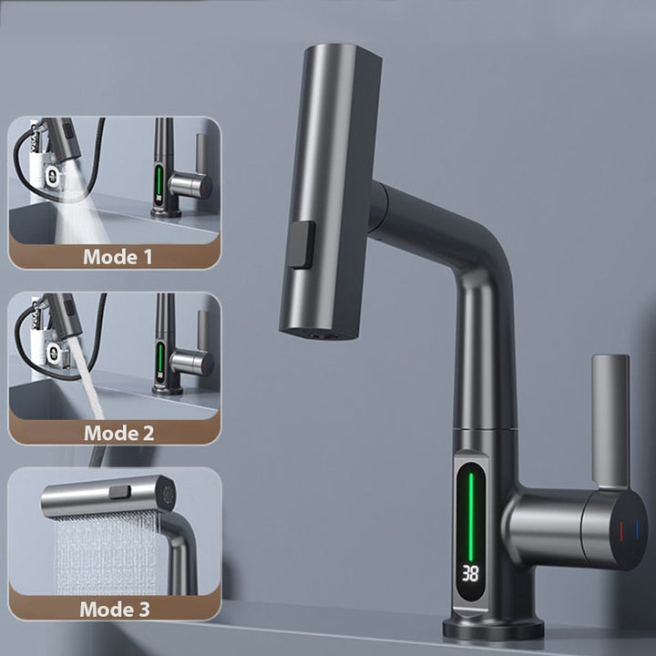 BowLift | Modern Sleek Waterfall Temperature Display Faucet