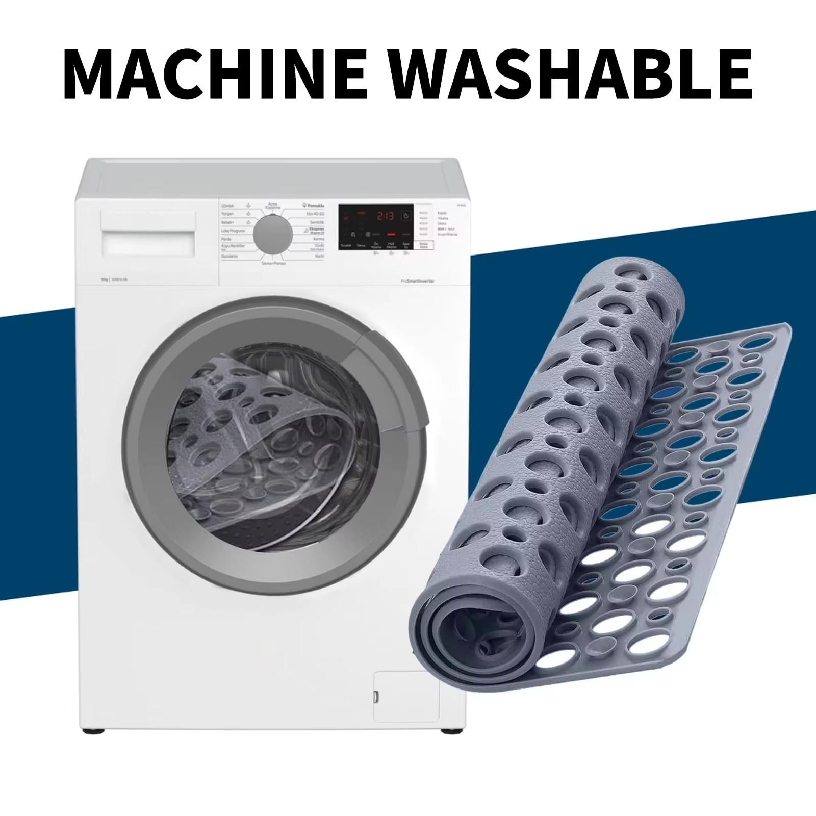 BowLift | Extra-Porous TPE Non-Slip Shower Mat with Strong Suction, Anti-Mold, Machine Washable