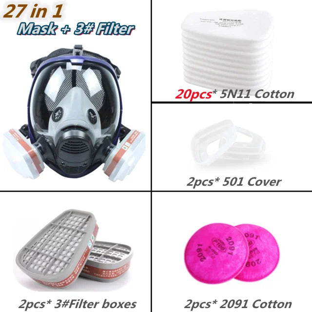 BowLift | Full Face Respirator Mask with Anti-Fog Lens and Industrial Gas Filters